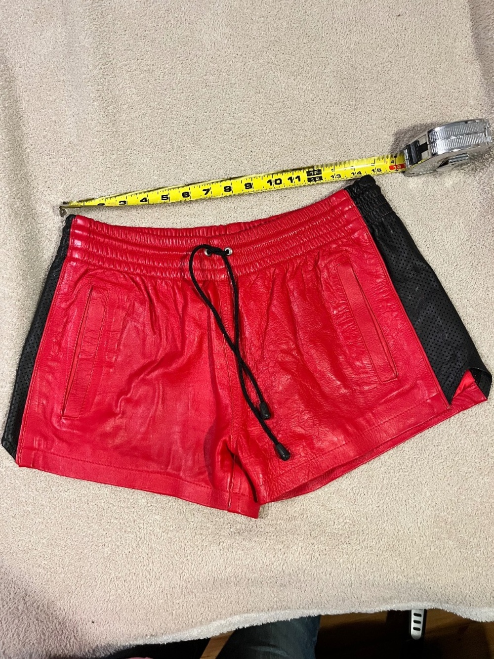 Red and Black leather shorts size xl